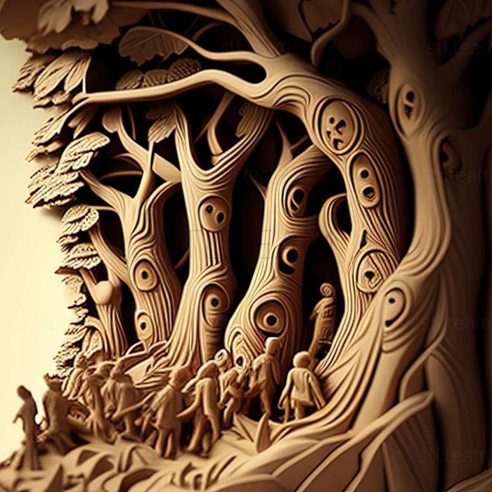 3D model Trees a Crowd Foreof Kimori Protect the Gigantic Tre (STL)